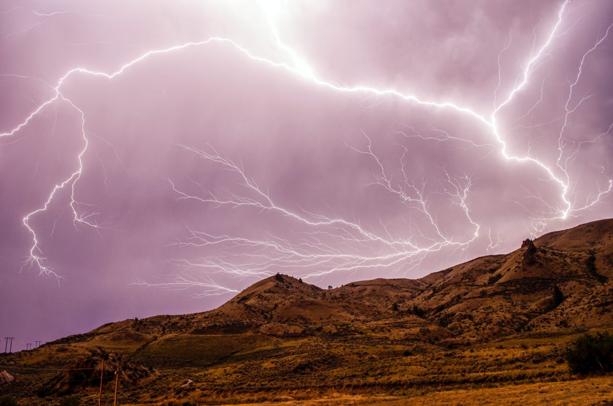 Lightning over mountains